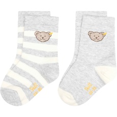 Steiff Unisex Kids Mini Basic Socken 2er Pack GOTS, Soft Grey Melange, 34