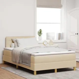 Boxspringbett mit Matratze Creme 120x200 cm Stoff, Klassische Betten DesignMöbel Neu - Creme