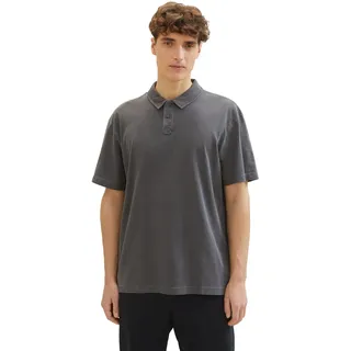 Poloshirt TOM TAILOR DENIM, Herren, Gr. S, schwarz, Jersey, Obermaterial: 100% Baumwolle, unifarben, relaxed fit normal, Rundhals, Shirts Poloshirt, mit halber Knopfleiste