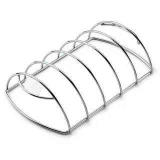 Weber Rippchen Halter, hält bis zu 5 Rippenstangen/Spare-Rips, Antihaft-Edelstahl, spühlmaschinenfest, passend für alle Grills (Holzkohle ab Ø 47cm, Gas, Pellet, Elektrisch) - Silber (6605)