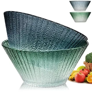 MLKLDOU Großes Salatschüssel-Set aus Glas, 19,1 cm, stapelbare Vorbereitungsschüsseln für Küche, Abendessen, Dessert, Obst, Eis, klare Servierschüssel, 2 Stück