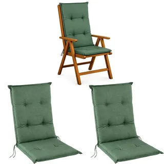 2x Hochlehner Auflagen Sitzkissen Polster für Sessel Gartenstuhlauflagen Grün