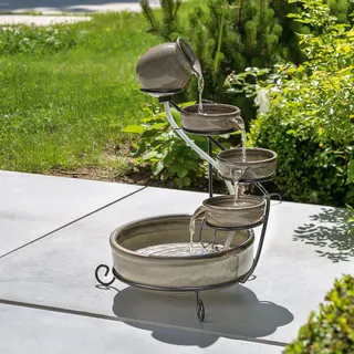esotec Solar Kaskadenbrunnen Firenze aus Keramik, grau, outdoor 101306 - Grau