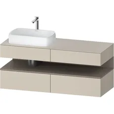 Duravit Qatego Konsolenwaschtischunterbau, 2 Auszüge, 2 Schubkästen, Ausschnitt links, 1400x550x600mm, Nische Basalt Matt, QA4765043, Farbe: taupe supermatt