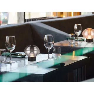 2er Set kleine Retro Akku Tischlampen ohne Kabel mit Glas Lampenschirm Höhe 14cm