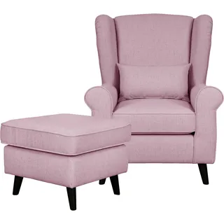 Home affaire Sessel »Ohrensessel CHISTELLE, wahlweise mit Polsterhocker«, mit Wellenunterfederung, Maße: B/T/H: 81/87/99 cm, rosa