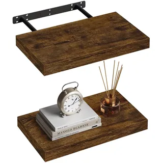WOLTU 2X Wandregal Wandboard Bücherregal Regale für Deko Wandablagen aus MDF Holz, 2er Set Hängeregal Vintagebraun, 40x22,9x3,8cm RG9372hov-2