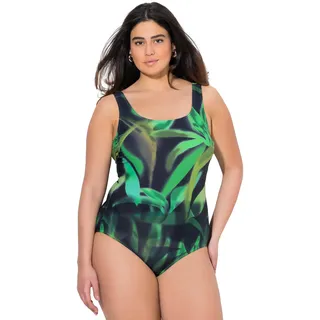 Ulla Popken Damen große Größen Übergrößen Plus Size Badeanzug, ohne Softcups, Rundhalsausschnitt schwarz 54+ 837454100-54+