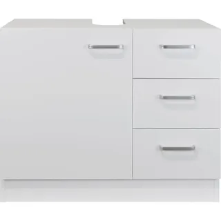 Waschbeckenunterschrank "Knut" polarweiß matt mit 3 Schubladen, Waschtischunterschrank 63x30x54cm - Weiß