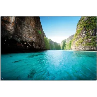 Wallario Outdoor-Poster für Garten oder Balkon, Motiv Fluss in den Tiefen der Schlucht, in ca. 61 x 91,50 cm - Blau