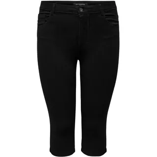 ONLY Carmakoma Damen Caraugusta Life Hw Skinny Knickers Black Jeansshorts, Schwarz, 48 Große Größen EU