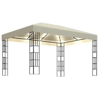 vidaXL Pavillon mit LED-Lichterkette 3x4 m Cremeweiß - Creme