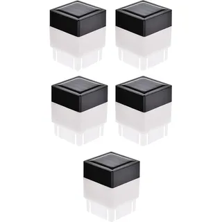 TopHomer 5 Stück moderne Außenlaternen, 5 x 5 cm Solar-Pfostenkappe, Glas-Außenbeleuchtung mit LED-Beleuchtung, wasserdichte Umzäunung, Abdecklicht für flache Oberflächen, Terrasse, Gartendekoration (weiß)