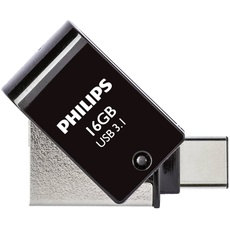 Philips 2-in-1 OTG Edition Ultra Speed USB-C/USB 3.1 duales USB-Flash-Laufwerk 16 GB für PC, Laptop, Computer, (Android) Smartphone, Tablet, Ultra Small, Lesegeschwindigkeit bis zu 180 MB/s