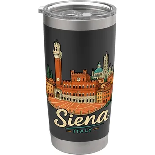 Handgezeichnetes Siena Italien, Reise-Souvenir, Sehenswürdigkeit, Geschenk Doppelwandiger Edelstahl-Thermobecher
