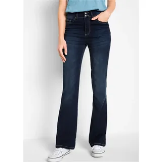 Push-up-Jeans BONPRIX, Damen, Gr. 46, N-Gr, blau (dunkelblau denim), Obermaterial: 71% Baumwolle, 27% Polyester, 2% Elasthan, regular fit, Jeans Push-up-Jeans, Regular Fit, mit Bequembund, mit Eingrifftaschen, Topseller