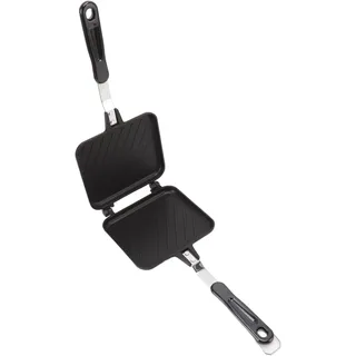 Lwuey Sandwich Maker Camping, Sandwichmaker Gas Panini Maker Waffelpfanne Flip Grill Pfanne Frühstück Pfannkuchen Abnehmbare Griff Aluminiumlegierung Doppelseitige Bratpfanne