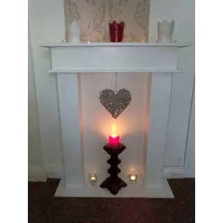 Dekokamin "Glitzer", Kaminumrandung weiß, Kaminkonsole