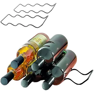 Avilia Set mit 2 stapelbaren Weinregalen zum Aufstellen – Organizer für 20 Wein-, Wasser- und Saftflaschen, spülmaschinenfest, aus Stahl, 11 x 32 x 3 cm, Schwarz