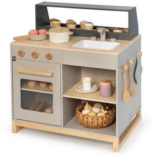 Musterkind Kinderküche , Grau, Naturfarben , Holz, Holzwerkstoff , 46x67x62 cm , EN 71, CE, FSC 100% , Spielzeug, Holzspielzeug