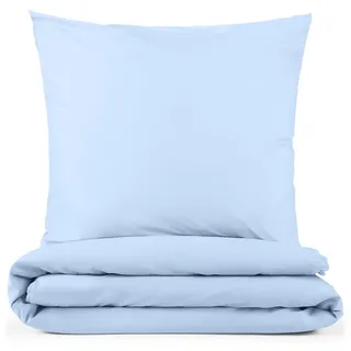 Blumtal Mikrofaser unifarben Hellblau 135 x 200 cm + 80 x 80 cm