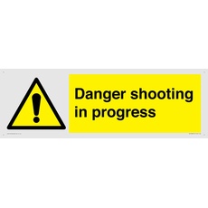 Schild mit Aufschrift "Danger shooting in progress ", 600 x 200 mm, L62