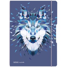 Bild 50027262 Notizheft flex A4 2 x 40 Blatt, Motiv: Wild Animals Wolf, Notizbuch 80 Blätter Blau