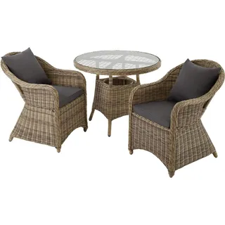 tectake Rattan-Sitzgruppe aus Aluminium Zürich, kein Aufbau, natur , Naturfarben , Kunststoff , Rechteckig , Gartenmöbel, Gartengarnituren, Gartenmöbel-Sets