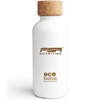 FSA Nutrition ECO Bottle Trinkflasche 650 ml aus Öko-Materialien (Zuckerrohr & Naturkork) - Hergestellt mit erneuerbarer Energie in Schweden - Sportflasche leicht - Weiss