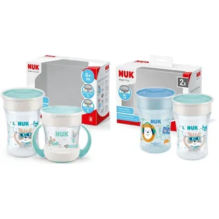 NUK Magic Cup & Mini Magic Cup Trinklernbecher, Duo-Set | ab 6 Monaten | auslaufsicher und BPA-frei | 160 ml & 230 ml | mint & Magic Cup Trinklernbecher | 8+ Monate | 230 ml | blau | 2 Stück