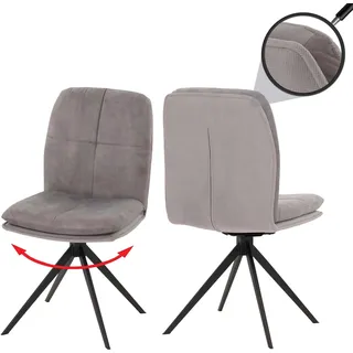 2er-Set Esszimmerstuhl HWC-M68, Küchenstuhl Lehnstuhl, drehbar Auto-Position, Metall Stoff/Textil grau - Grau