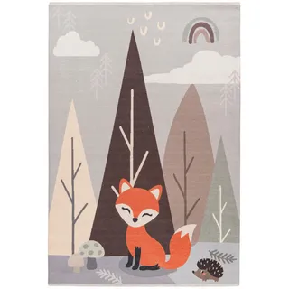 Obsession Kinderteppich , Multicolor , Textil , Fuchs , rechteckig , 115x170 cm , Oeko-Tex® Standard 100, Global Recycled Standard (Grs) , für Fußbodenheizung geeignet, lichtunempfindlich, waschbar, pflegeleicht, leicht zusammenrollbar, rutschfeste Unterfläche , Teppiche und Böden, Teppiche, Kinderteppiche