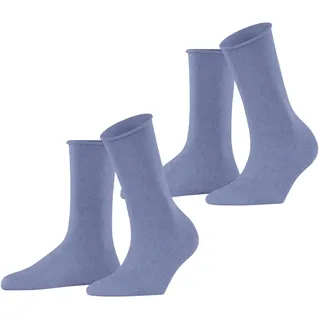 ESPRIT Damen Socken Basic Pure Multipack W So Baumwolle einfarbig 2 Paar, Blau Jeans 6458, 39-42