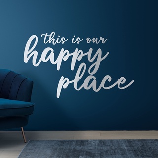 Wandaufkleber aus Vinyl für das Wohnzimmer – This is Our Happy Place – Raumdekoration – Heimzitate – niedliche Wandaufkleber – Heimdekorationen – schwarz – klein – WS14