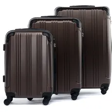 FERGÉ Kofferset Hartschale 3-teilig QUÉBEC Trolley-Set - Handgepäck 55 cm, L und XL 3er Set Hartschalenkoffer Roll-Koffer 4 Rollen 100% ABS café