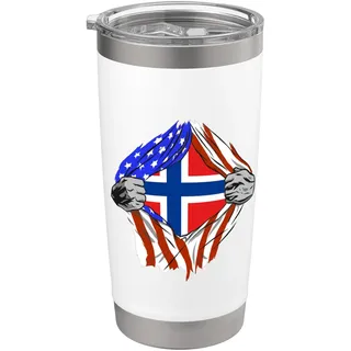 Norwegen USA Amerika Truhe Norwegische Wurzeln Norwegische Flagge Doppelwandiger Edelstahl-Thermobecher
