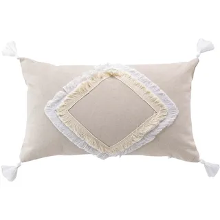 Douceur d'Intérieur Malory Kissen mit abziehbarem Bezug (30 x 50 cm), Weiß, einfarbig und Polycotton mit Muster