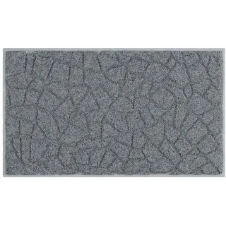 Grund Badteppich , Anthrazit , Textil , Steine , rechteckig , 65x115 cm , Oeko-Tex® Standard 100, Made in Europe , Heimtextilien, Badtextilien, Badematten