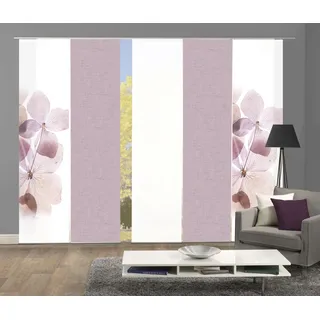 HOME WOHNIDEEN Schiebegardine HOME WOHNIDEEN "BONITA 5er SET" Gr. 1, rosa, B:60cm H:245cm, Polyester, Gardinen, Schiebevorhang Digidruck 5er Set BONITA