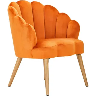 Mid.you Sessel , Orange, Ecru , Holz, Textil , Kautschukholz , massiv, Sperrholz , 67x80x65 cm , Wohnzimmer, Sessel, Sonstige Sessel