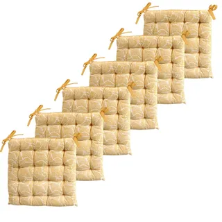 Atout Ciel Stuhlkissen, quadratisch, zweifarbig, 40 x 40 cm, Gelb, Bedruckt, einfarbig, 6 Stück