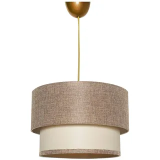 Opviq Eleganter Kronleuchter in Beige und Creme, 30 cm Durchmesser, 65 cm Höhe | Korpus aus Kunststoff, Stoffkappe, E27-Fassung, max. 40 W | Ideal für modernes Dekor