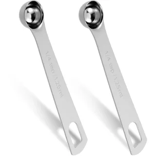 2 Stück 1/4 Messlöffel Edelstahl 1,25ml Dosierlöffel Klein Kaffeemesslöffel 5ml Single Measuring Spoons Portionierlöffel Kaffeelöffel Teelöffel Kleine für Back Gewürze Tee