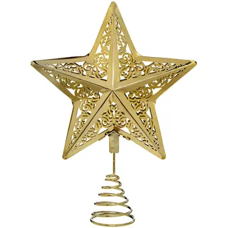 WeRChristmas Star Weihnachten Weihnachtsbaumspitze Dekoration, Plastik, Gold, 30 x 23 x 6.5 cm