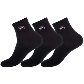 Fila Unisex Quarter Socken, Schwarz, 39-42