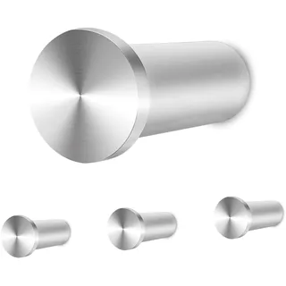 Vista Haken Edelstahl SUS304 Garderobenhaken Silber Kleiderhaken Heavy Duty Wandhaken Handtuchhaken zum Bohren für Wand, Bad, Küche, Schlafzimmer 4 Packs
