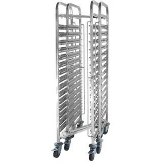 HENDI Abräumwagen, Zusammenschiebbar, mit 15 Einschüben, Zwischenraum 80mm, 4 Lenkrollen und 2 Davond mit Bremsen, GN 1/1, 380x550x(H)1700mm, Edelstahl