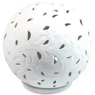 Formano Porzellan-Lampe Kugel Harmonie Romantik Tischleuchte Nachttischlampe Nachttischleuchte Stimmungslampe Weiss 24cm