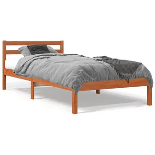 vidaXL Massivholzbett ohne Matratze Wachsbraun 90x200 Kiefernholz