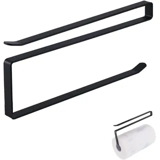 Küchenrollenhalter Ohne Bohren Rollenhalter küchen Organizer Metall Küchenrollenhalter Unterschrank Papier für Küche Bad Hängen Papierhandtuchhalter Kleiderbügel Schwarz